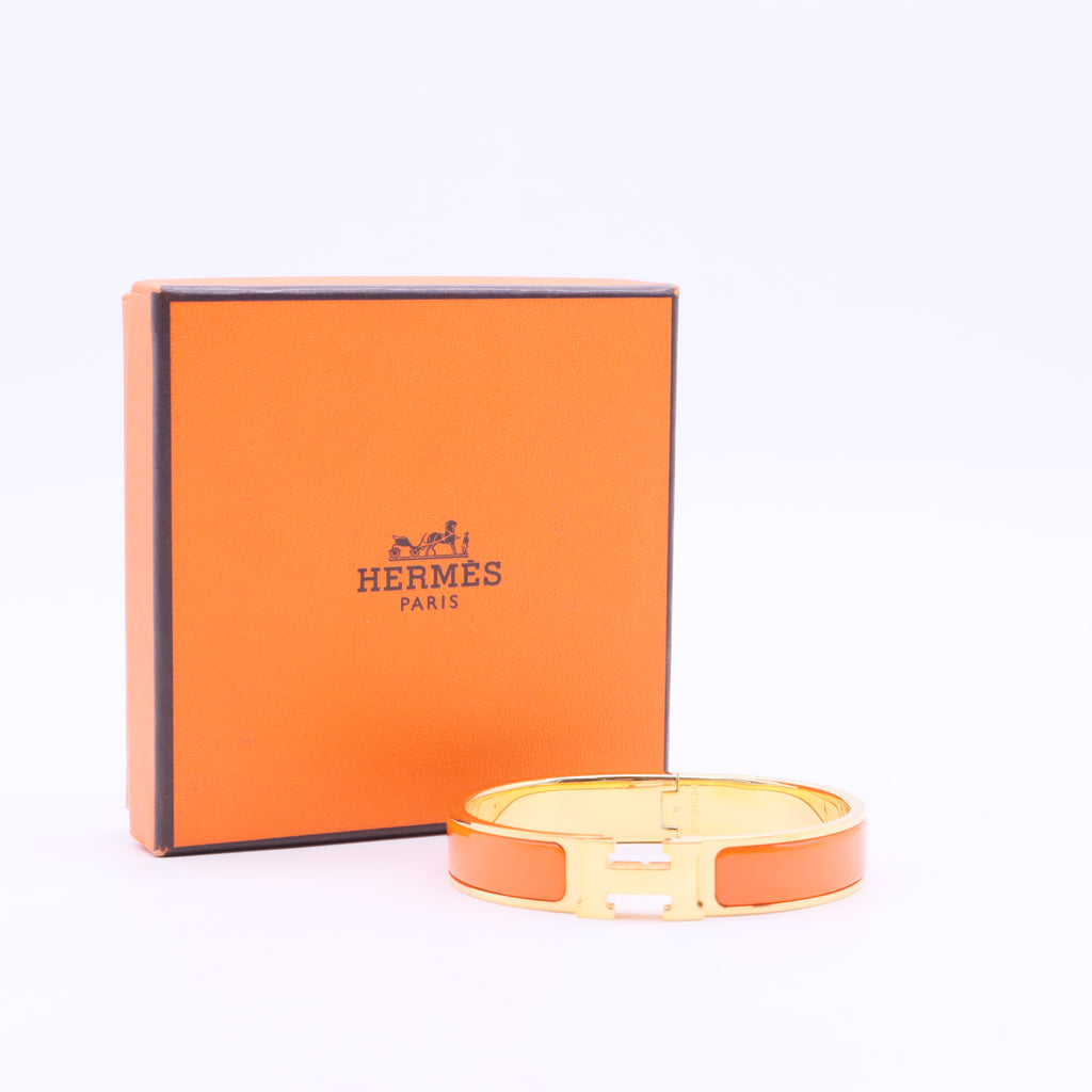 Hermès Orange Clic H Bracelet - Size GM
