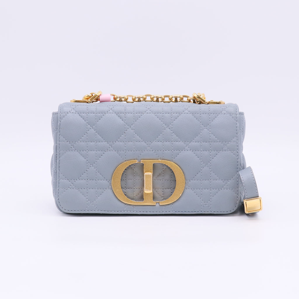 Small Dior Caro Bag Cloud Blue Supple Cannage Calfskin twins LDJ5704