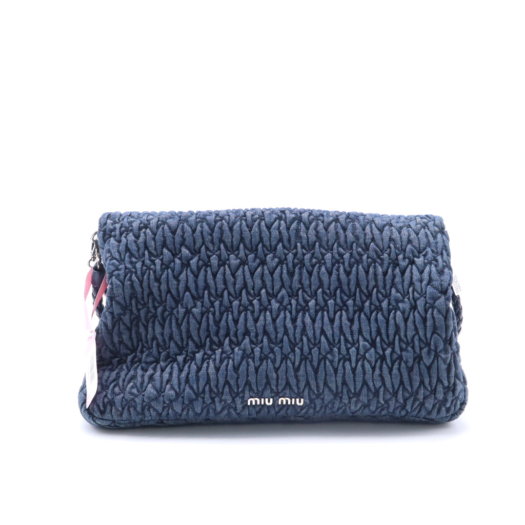 Miu Miu Denim Matelasse Crystal Chain Bag twins LDJ4211