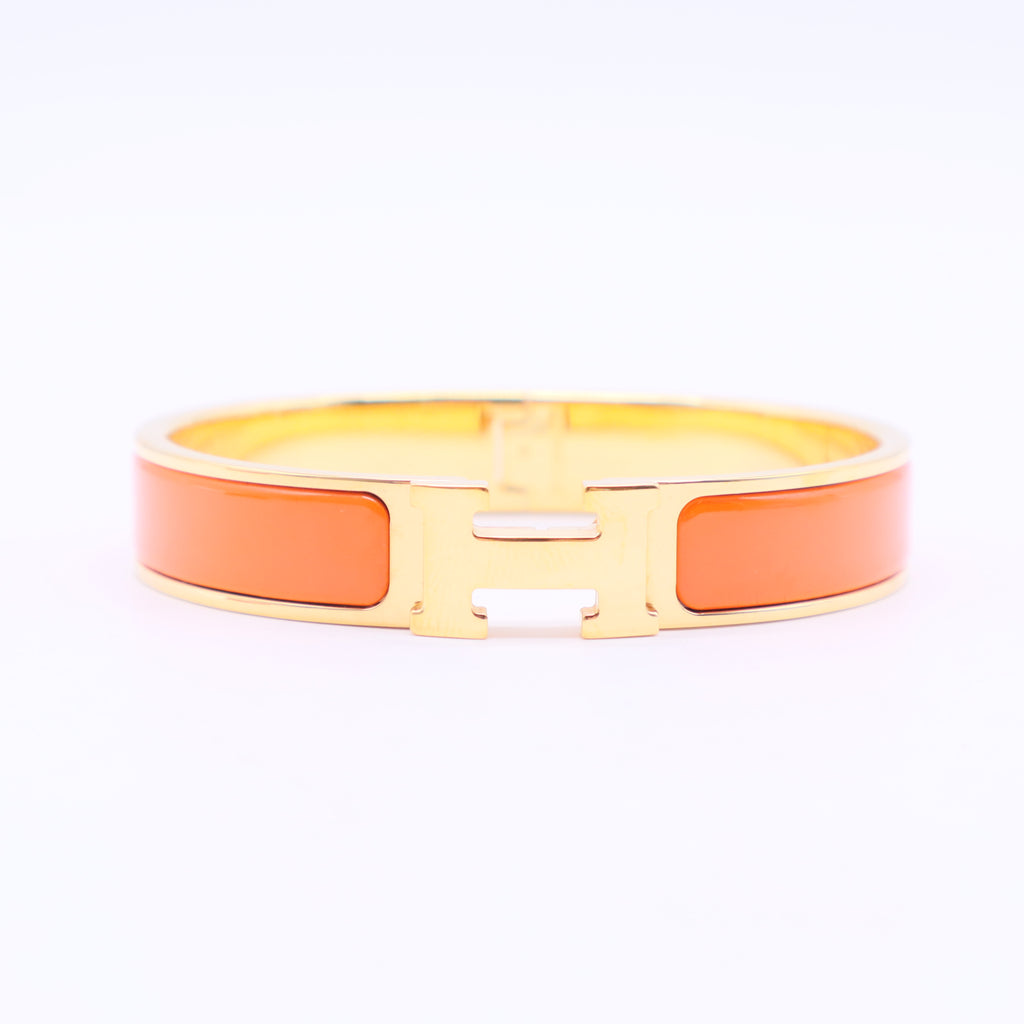 Hermès Orange Clic H Bracelet - Size GM