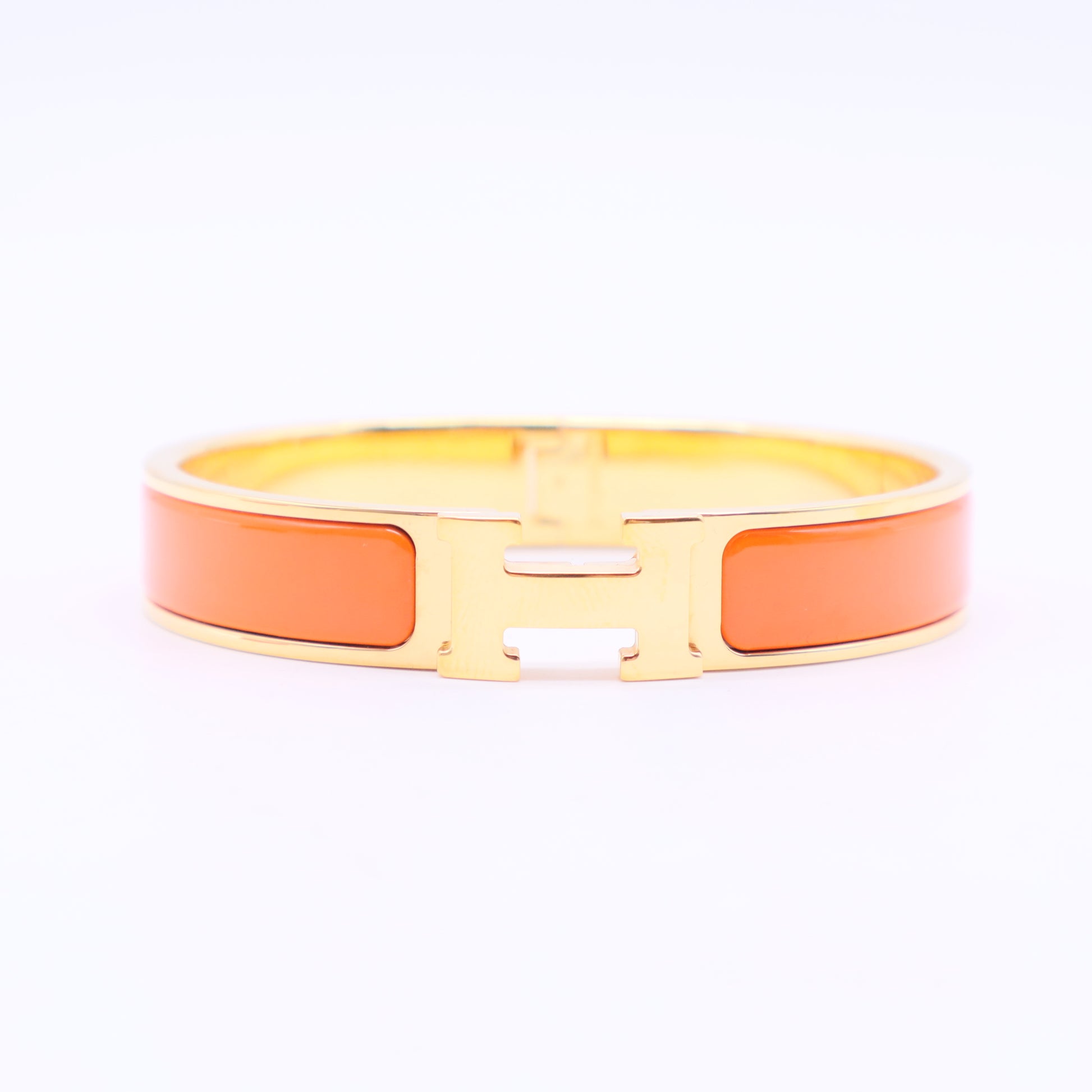 Hermès Orange Clic H Bracelet - Size GM