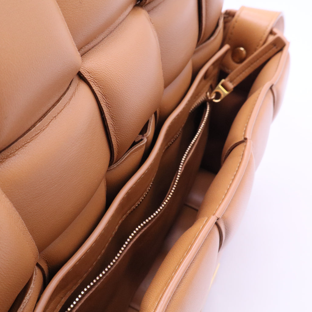 Brown padded Cassette shoulder bag