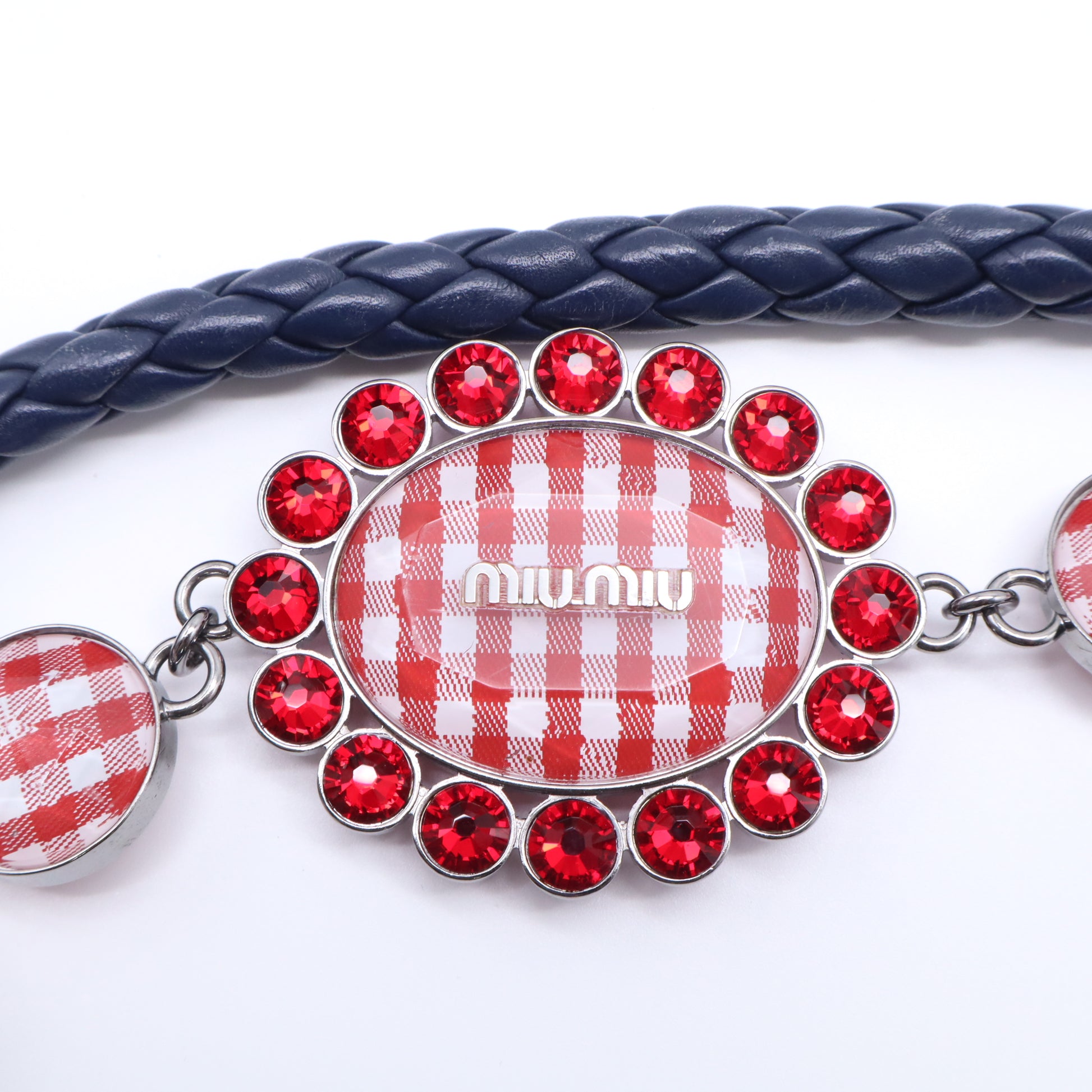 Miu Miu Denim Matelasse Crystal Chain Bag twins LDJ4211