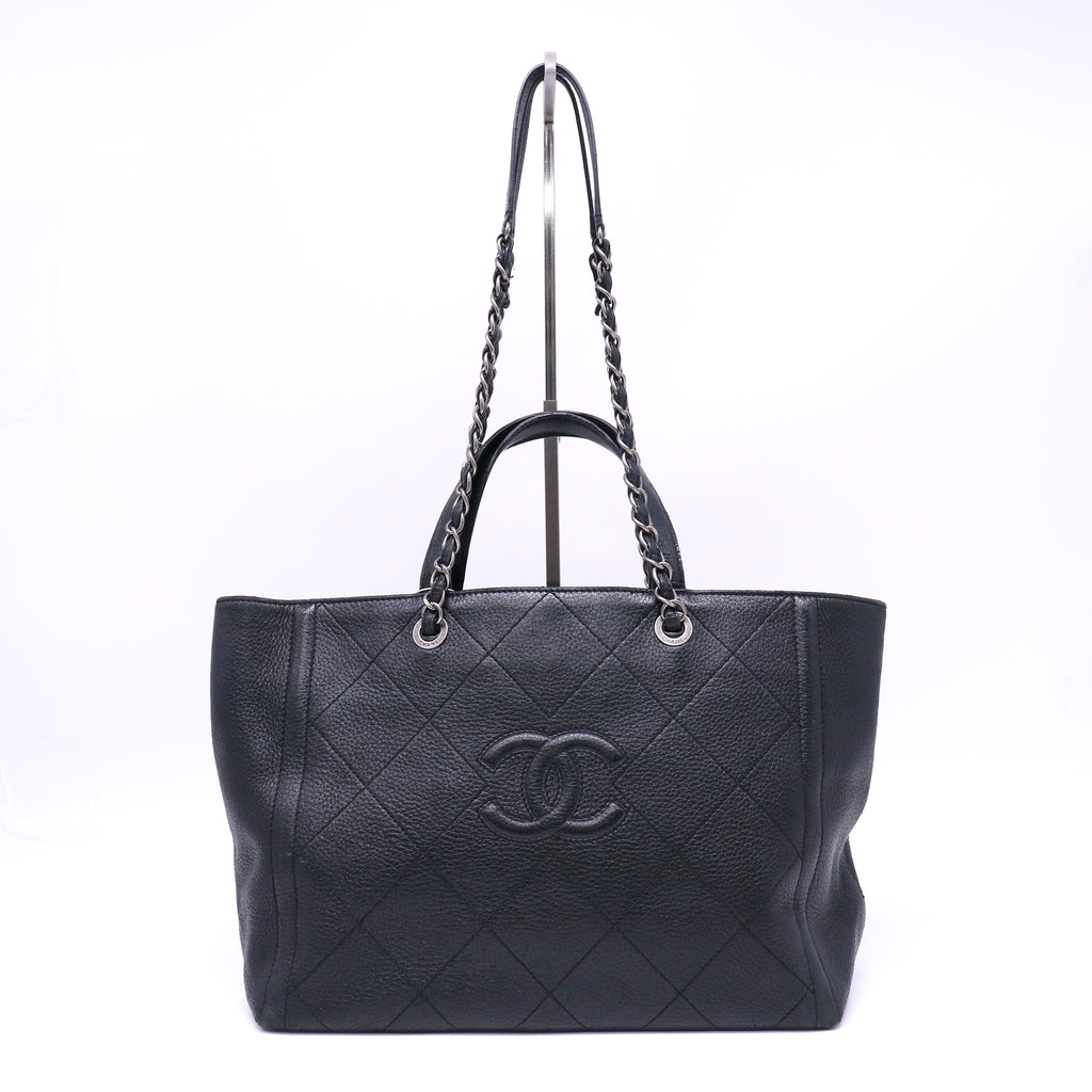 Chanel Black Quilted Leather Medium CC Shopper Tote  Twins LDJ4455