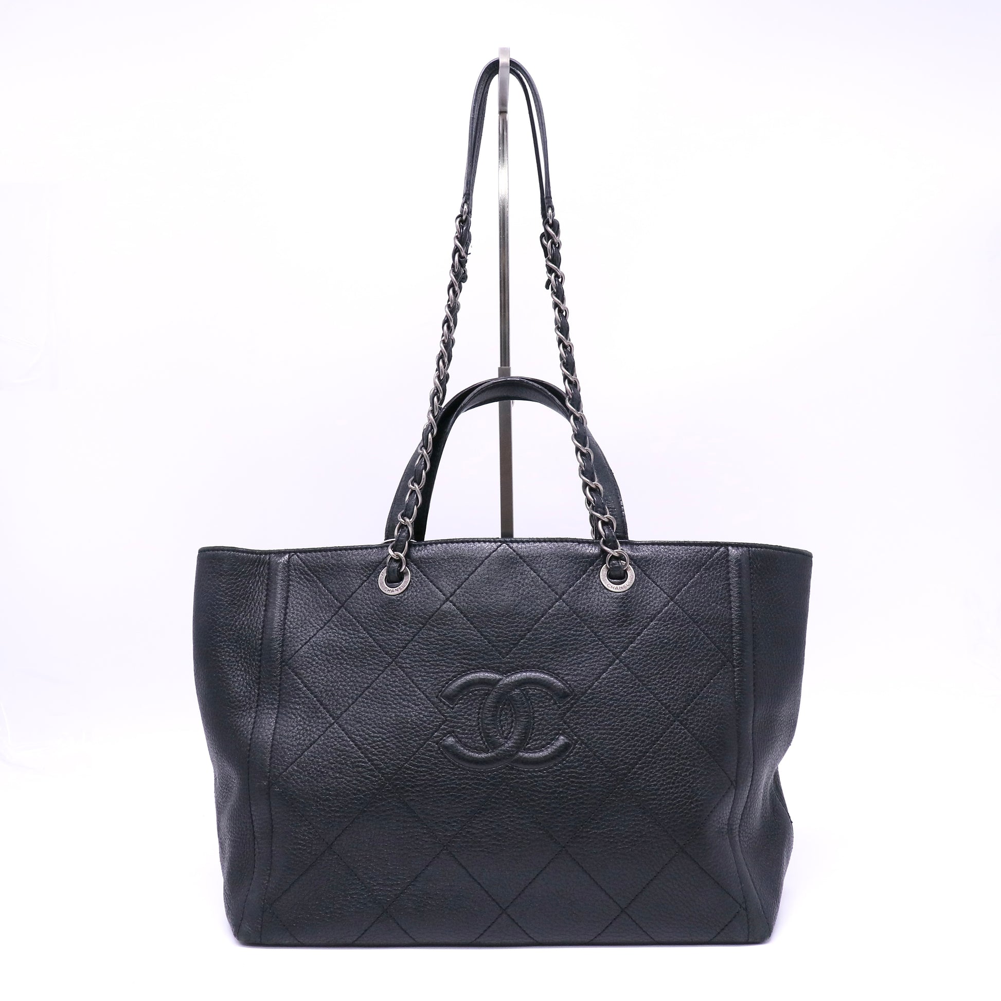 Chanel Black Quilted Leather Medium CC Shopper Tote  Twins LDJ4455