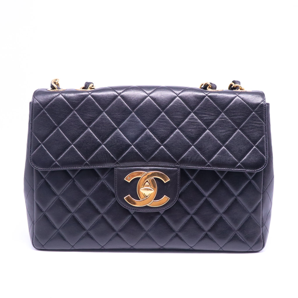 CHANEL Vintage Black Lambskin Maxi Classic Flap Bag B21263