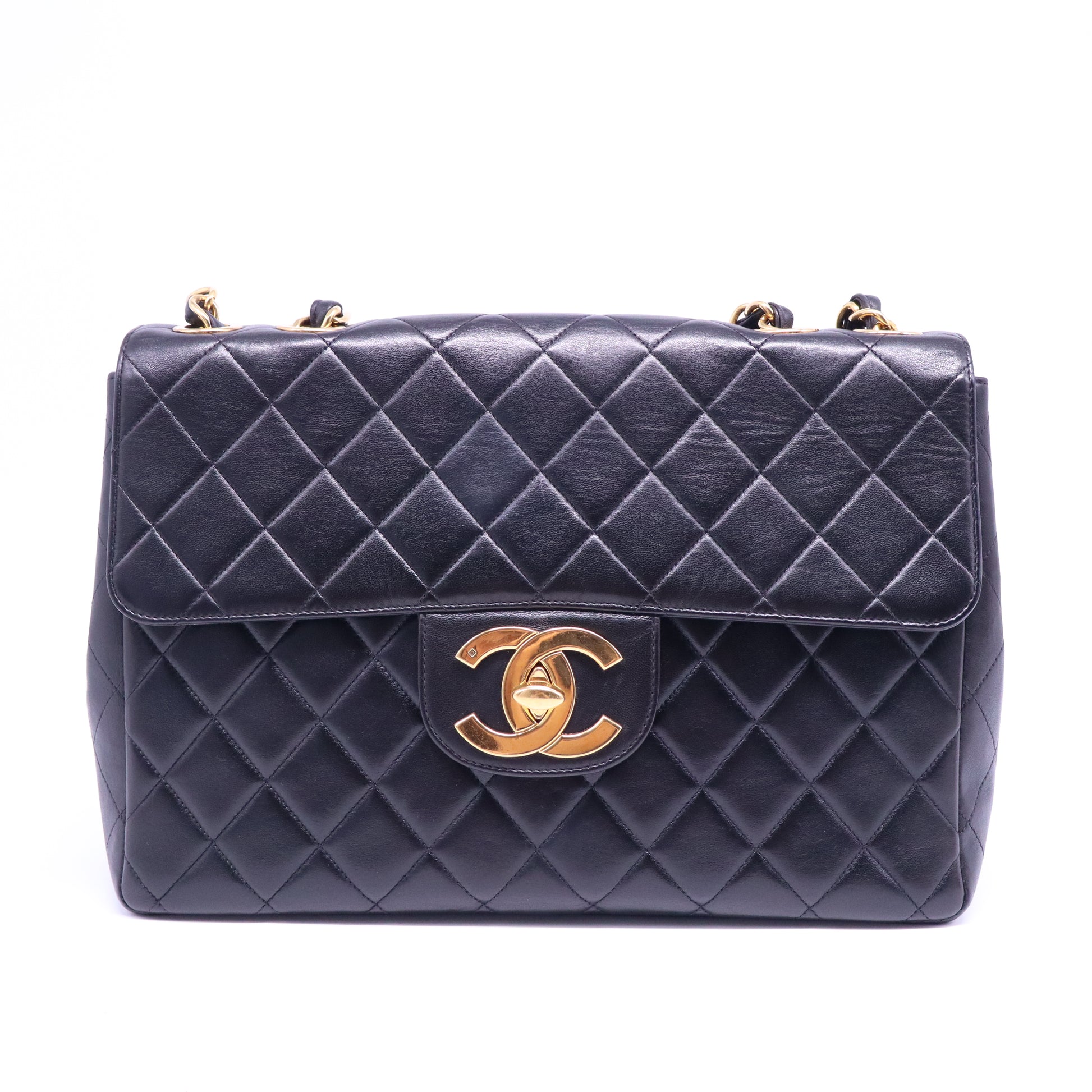 CHANEL Vintage Black Lambskin Maxi Classic Flap Bag B21263