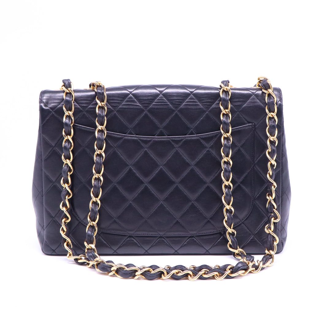 CHANEL Vintage Black Lambskin Maxi Classic Flap Bag B21263