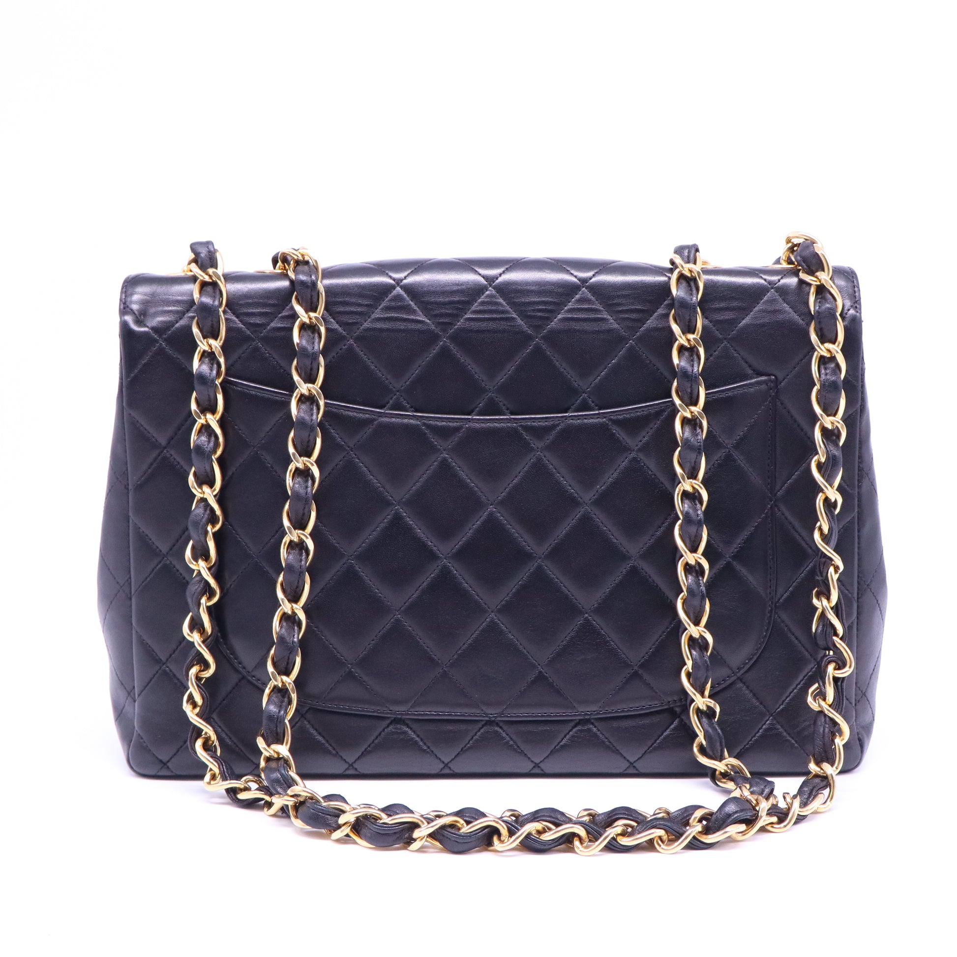 CHANEL Vintage Black Lambskin Maxi Classic Flap Bag B21263