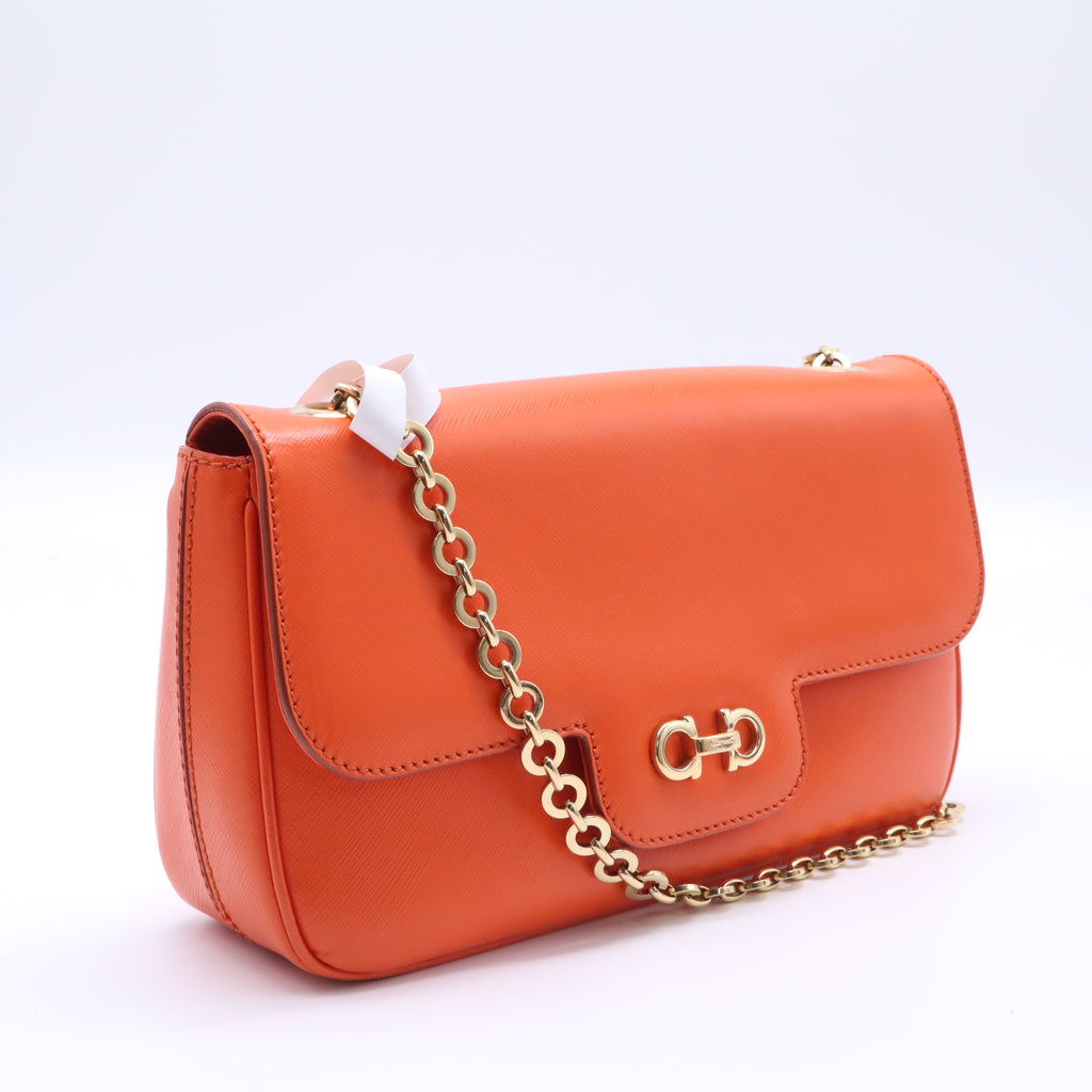 Salvatore Ferragamo Saffiano Leather Rory Chain Bag twins W21580
