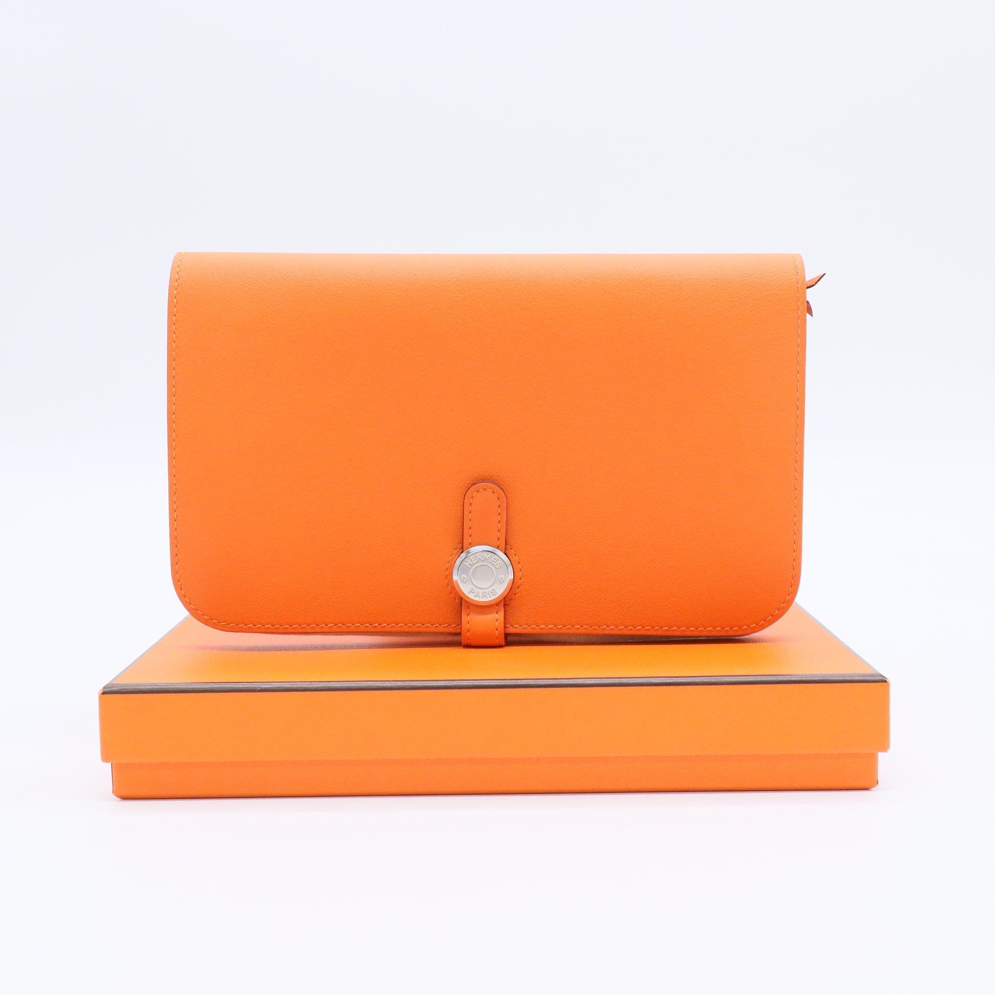 Hermes Mango Clemenece Leather Palladium Plated Dogon Recto Verso Wallet TWINS  LDJ3083