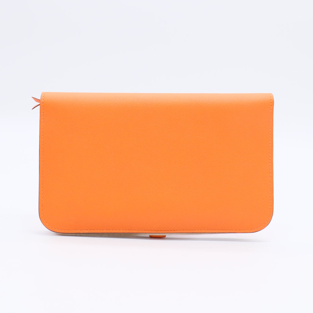 Hermes Mango Clemenece Leather Palladium Plated Dogon Recto Verso Wallet TWINS  LDJ3083