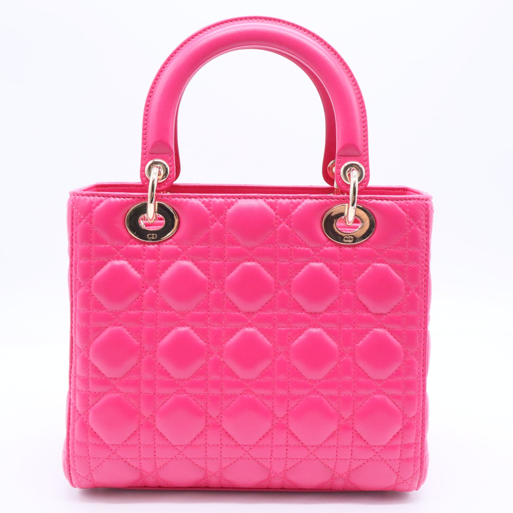 Fuchsia Cannage Quilted Lambskin Leather Medium Lady Dior Bag  B12143