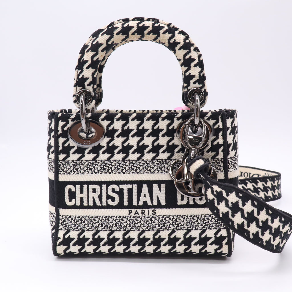 Dior Lady D-Lite Bag Houndstooth Canvas Mini twins LDJ5094