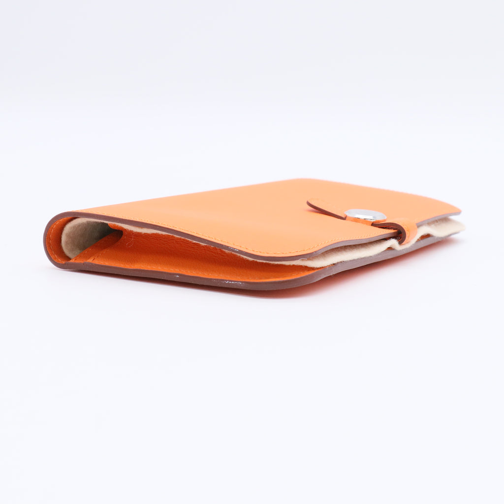 Hermes Mango Clemenece Leather Palladium Plated Dogon Recto Verso Wallet TWINS  LDJ3083