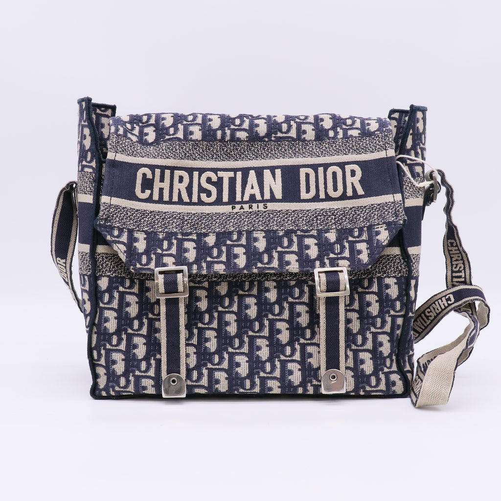Dior Medium Diorcamp Bag Blue Dior Oblique Embroidery twins LDJ5702