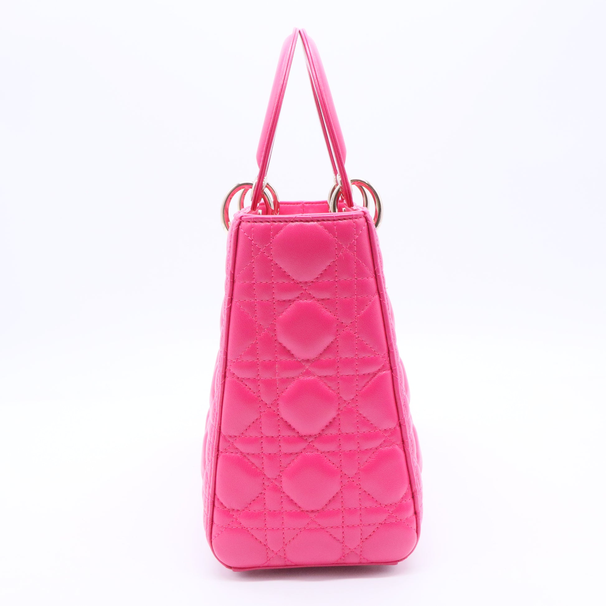 Fuchsia Cannage Quilted Lambskin Leather Medium Lady Dior Bag  B12143