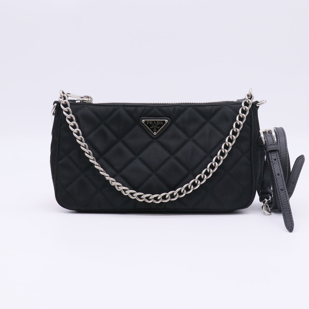 Prada Tessuto Impuntu Quilted Chain Shoulder Bag Twins LDZ536
