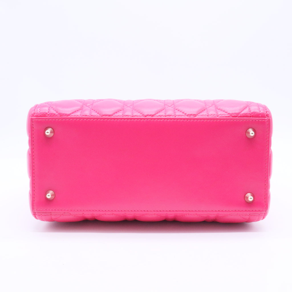 Fuchsia Cannage Quilted Lambskin Leather Medium Lady Dior Bag  B12143