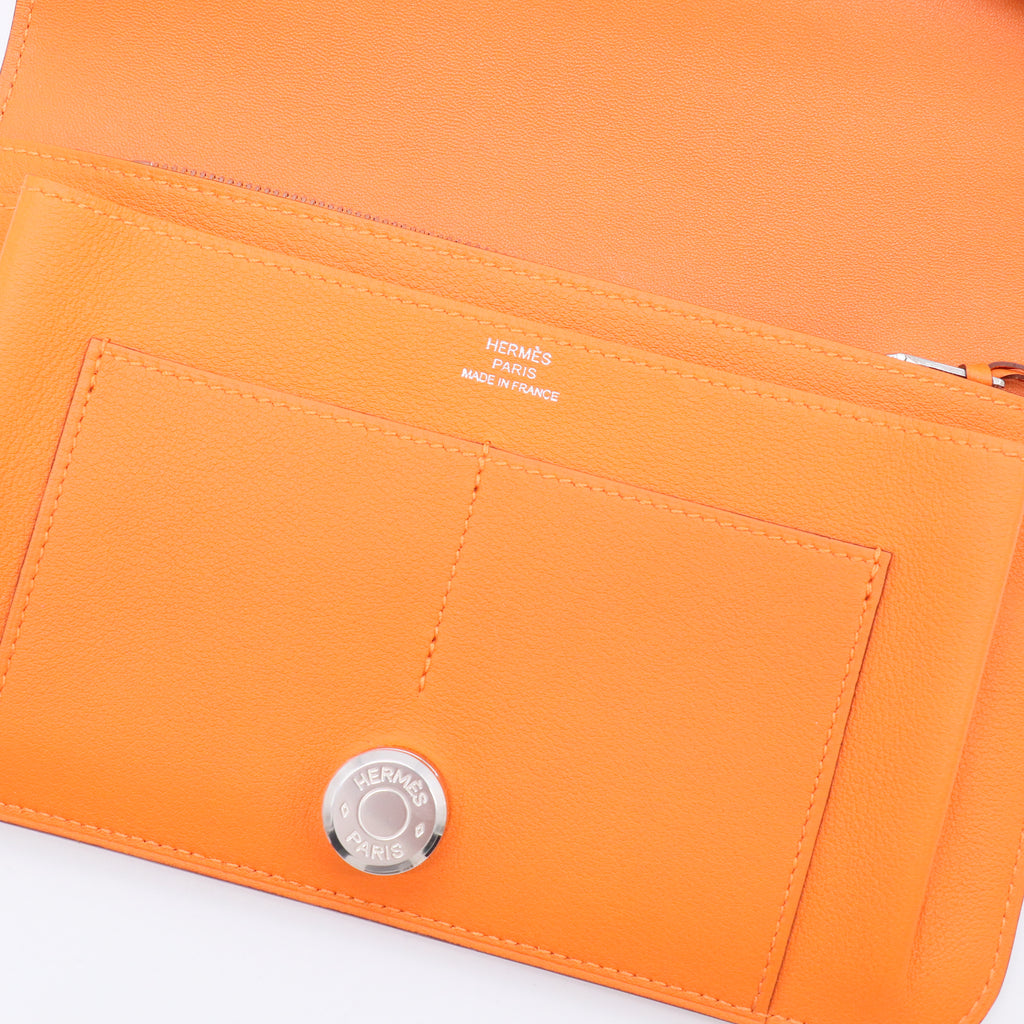 Hermes Mango Clemenece Leather Palladium Plated Dogon Recto Verso Wallet TWINS  LDJ3083