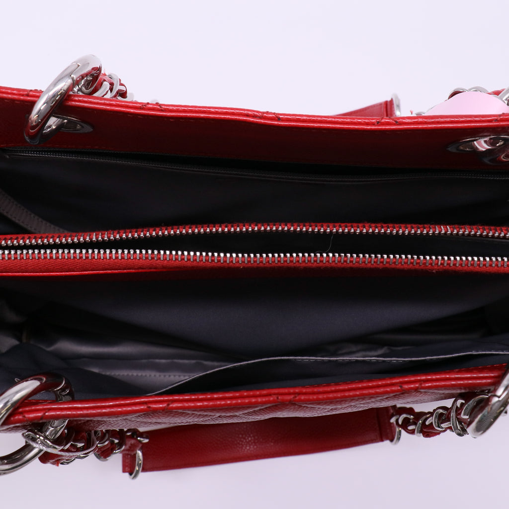 Chanel Caviar Quilted Grand Shopping Tote GST Red Twins LDJ4456