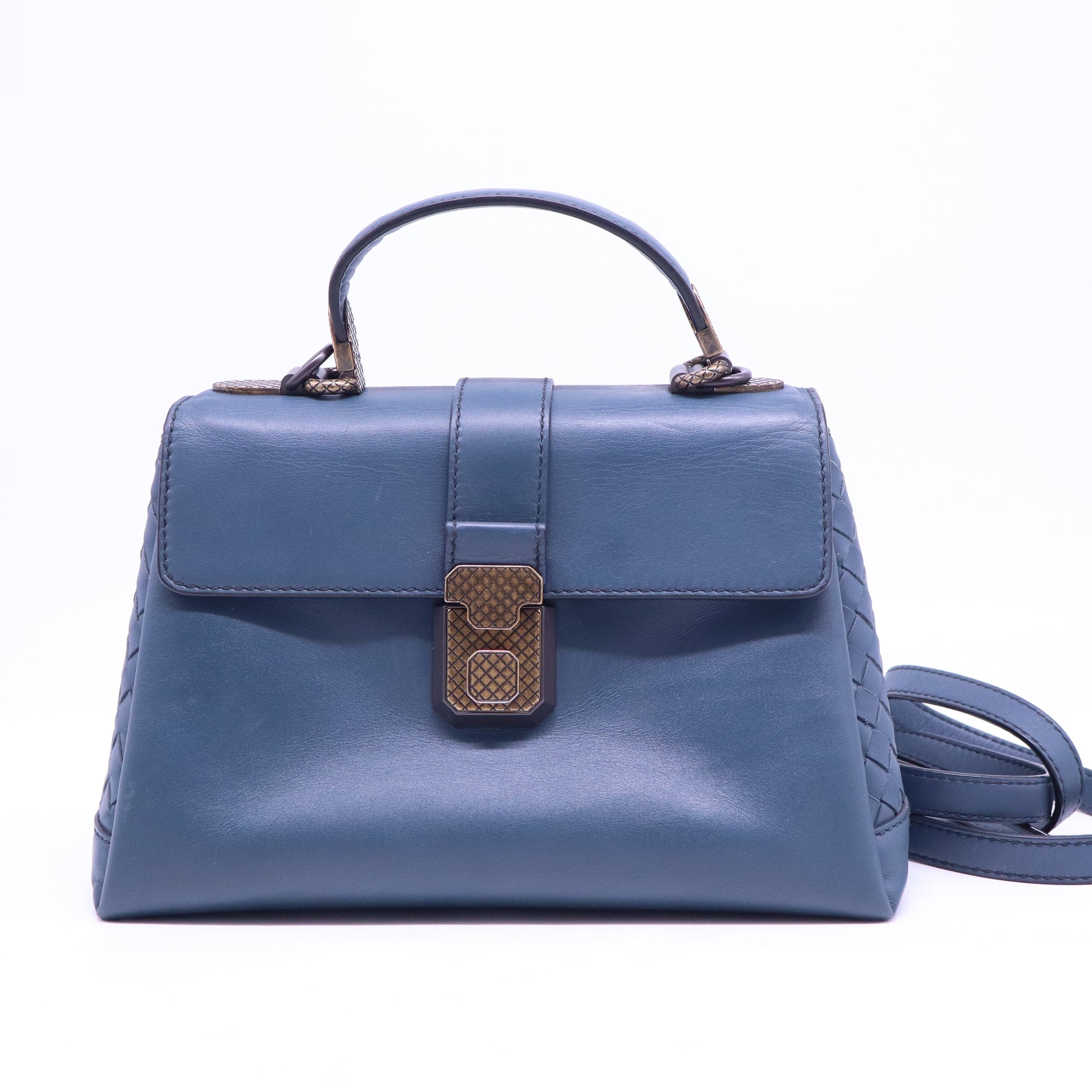 Intrecciato Trimmed Mini Piazza Top Handle Bag B21204