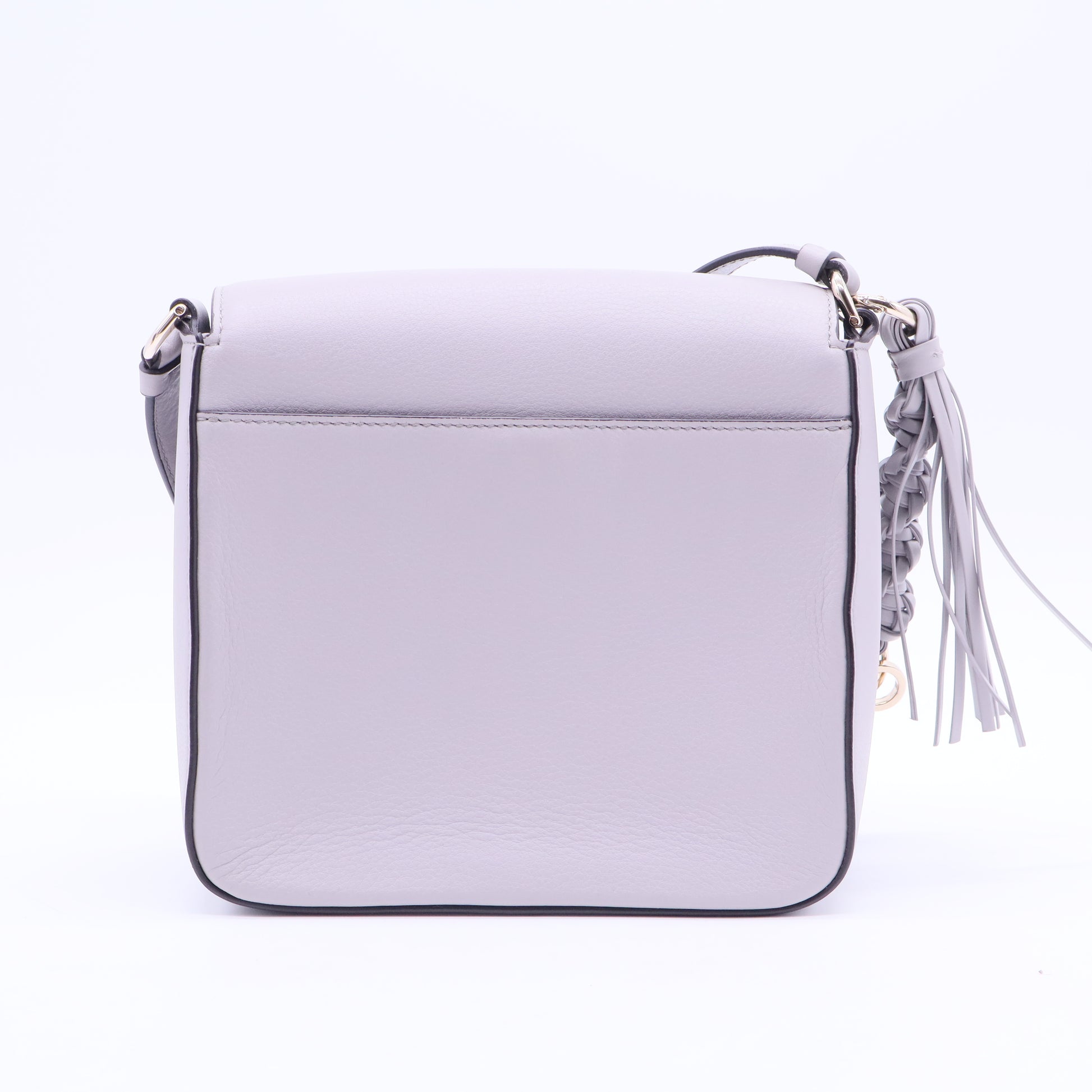 Tassel Gancini Lock Flap Shoulder Bag Leather Mini Gray B20302