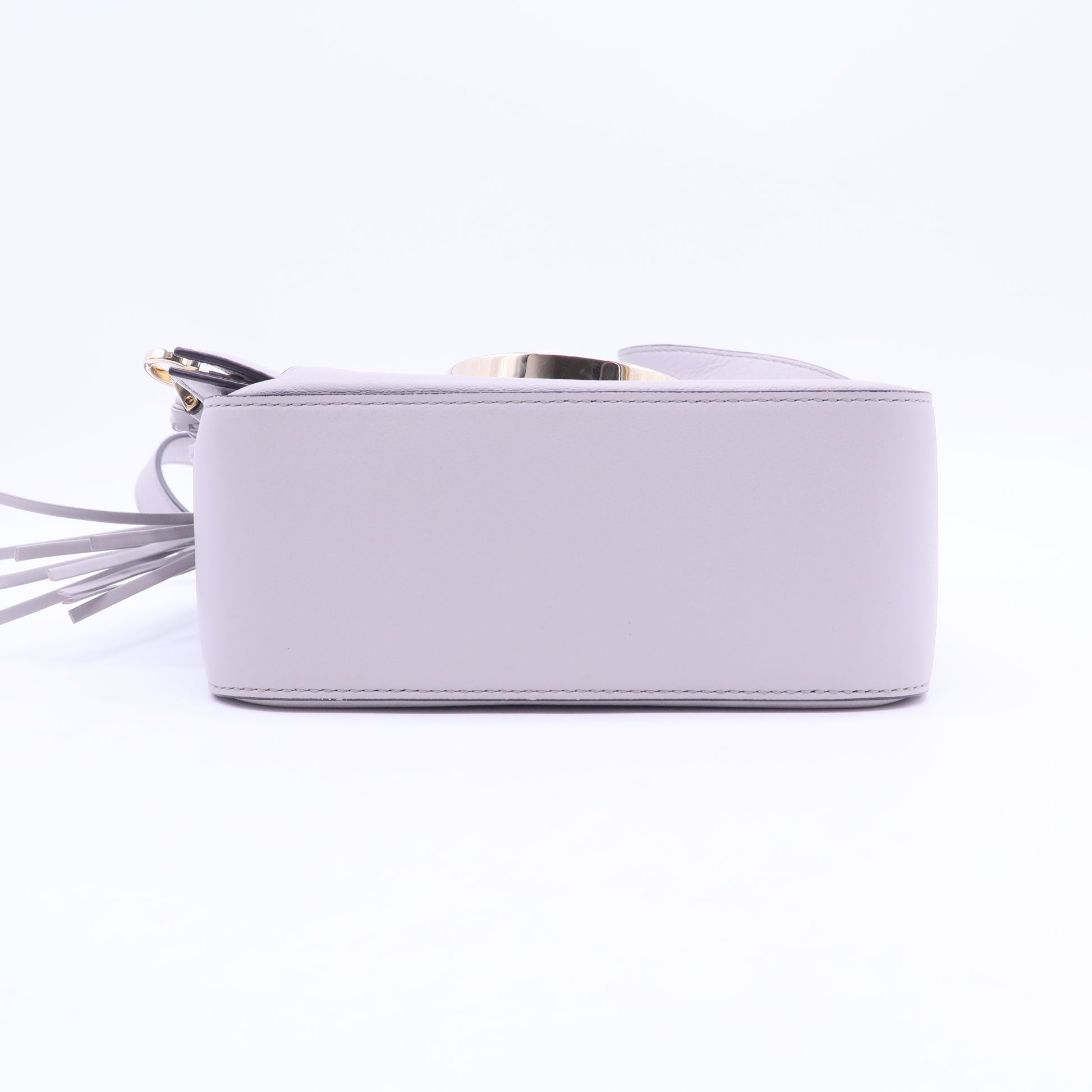 Tassel Gancini Lock Flap Shoulder Bag Leather Mini Gray B20302