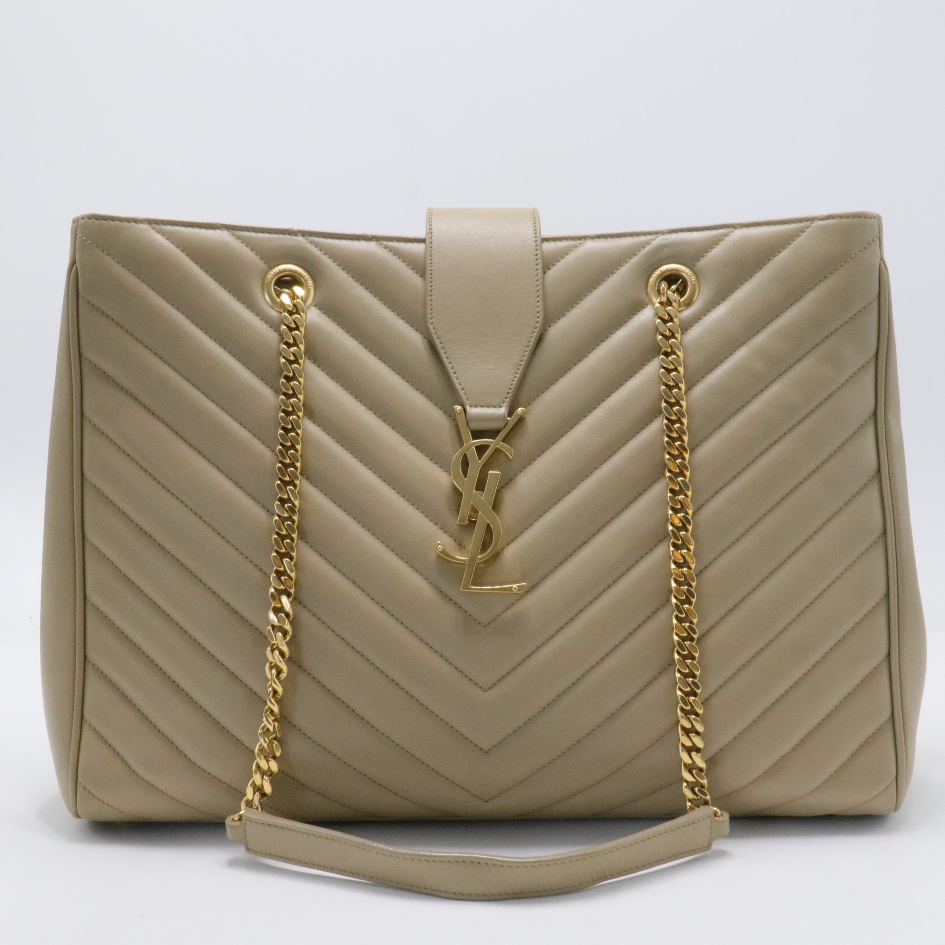 Classic Monogram Shopper Matelasse Chevron Leather Large