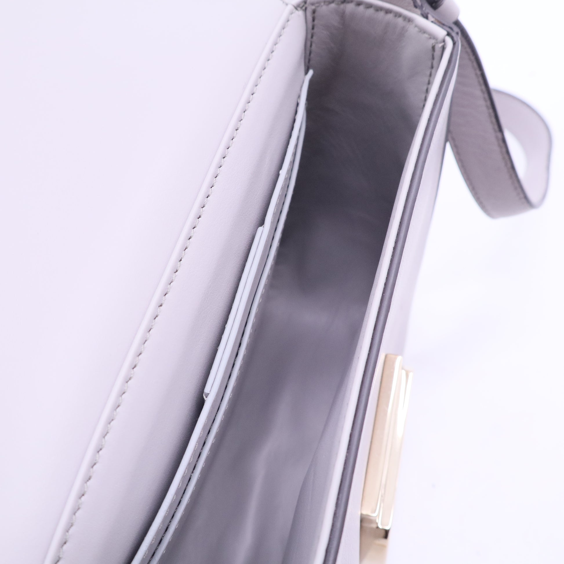 Tassel Gancini Lock Flap Shoulder Bag Leather Mini Gray B20302