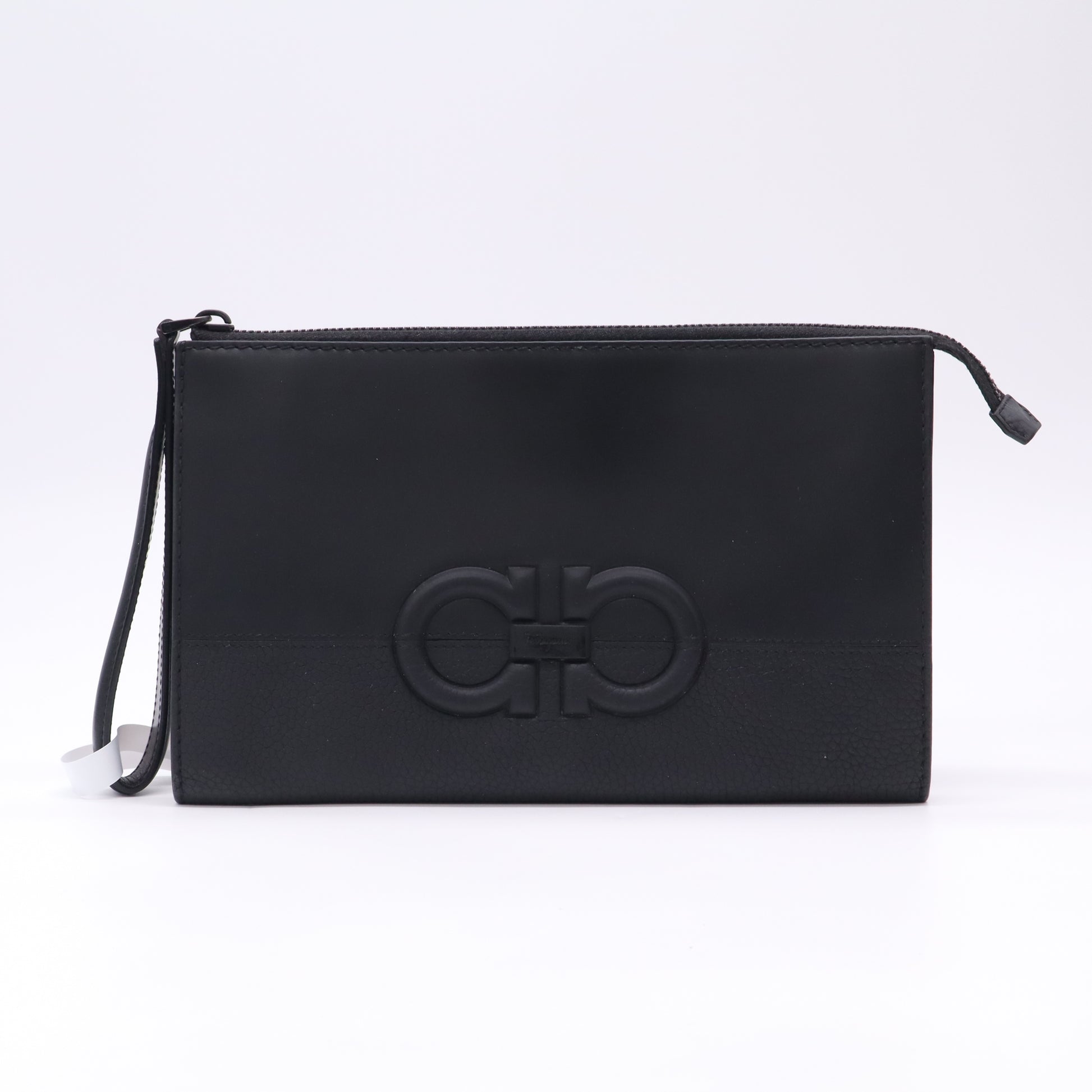 Ferragamo Gancini Embossed Leather Wristlet Pouch W22747