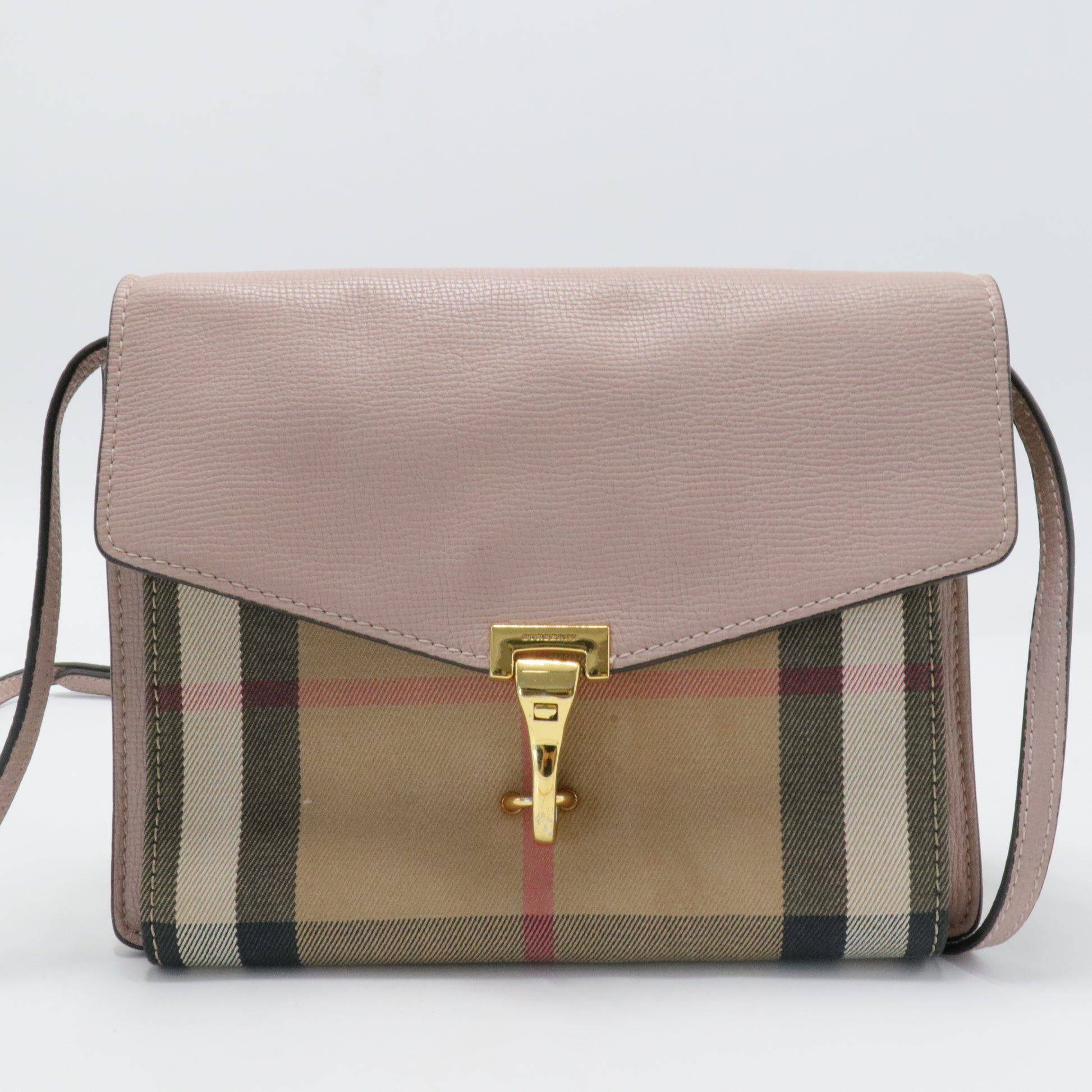 Derby Calfskin House Check Small Macken Crossbody Bag Pale Orchid