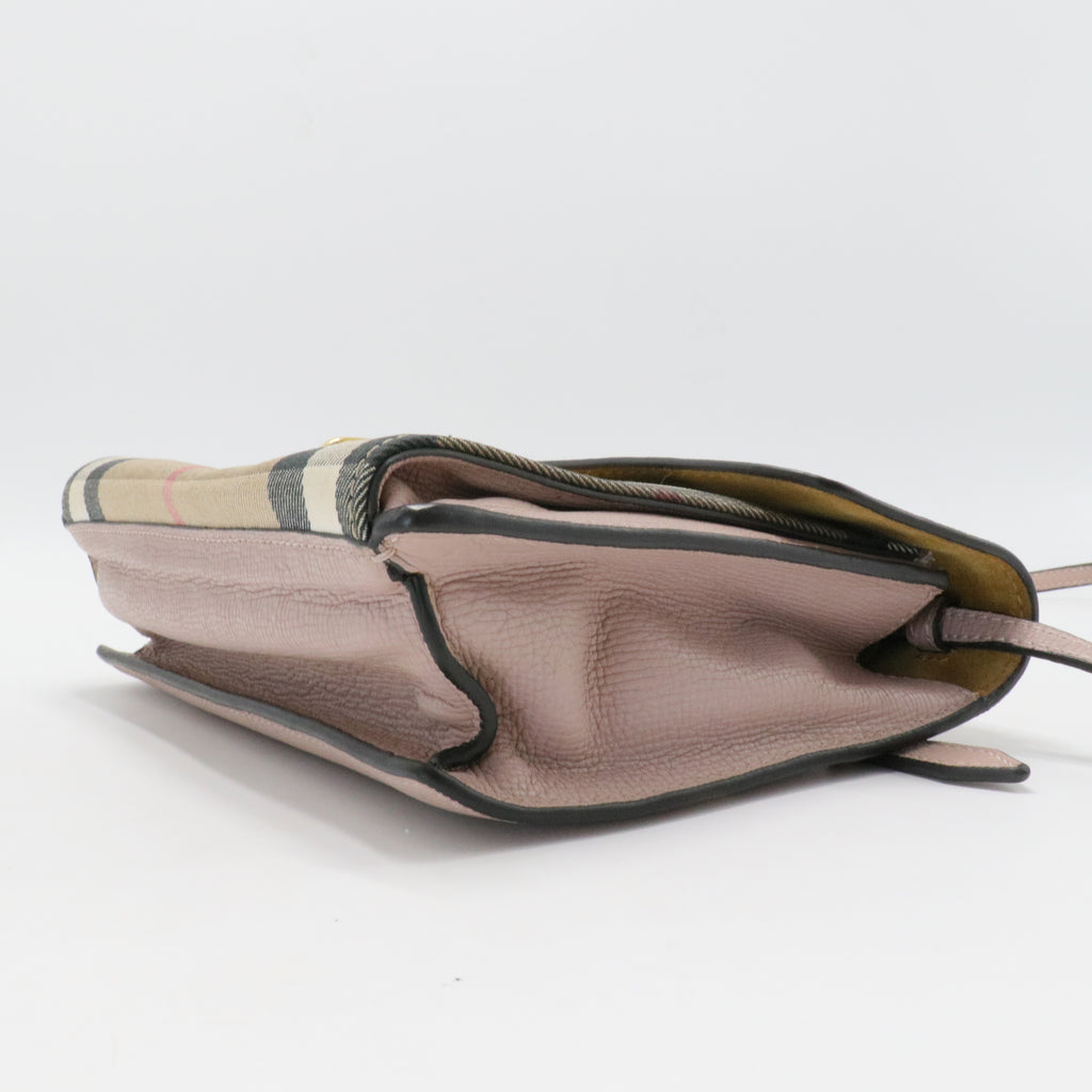 Derby Calfskin House Check Small Macken Crossbody Bag Pale Orchid