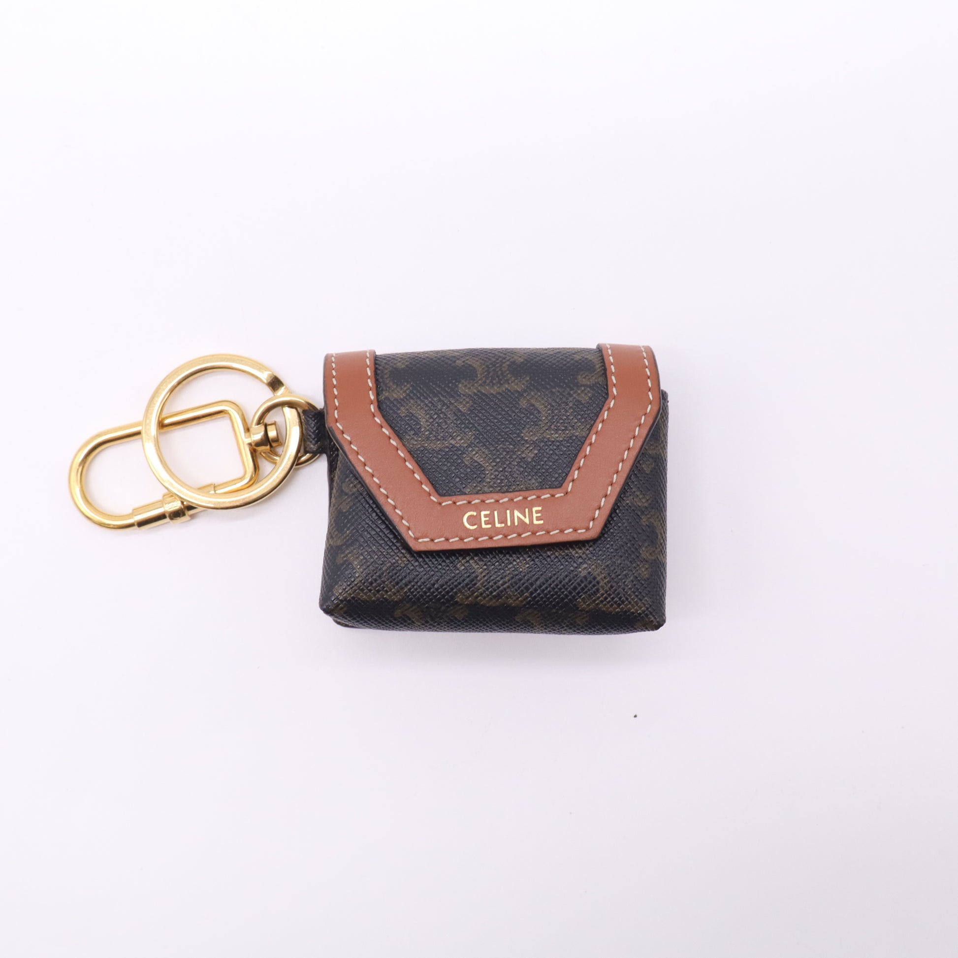 Celine Envelope AirPods Keyring in Triomphe Canvas and Calfskin W22759