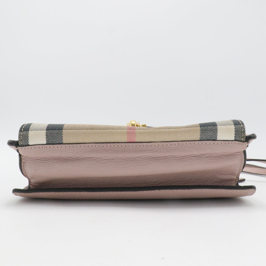 Derby Calfskin House Check Small Macken Crossbody Bag Pale Orchid