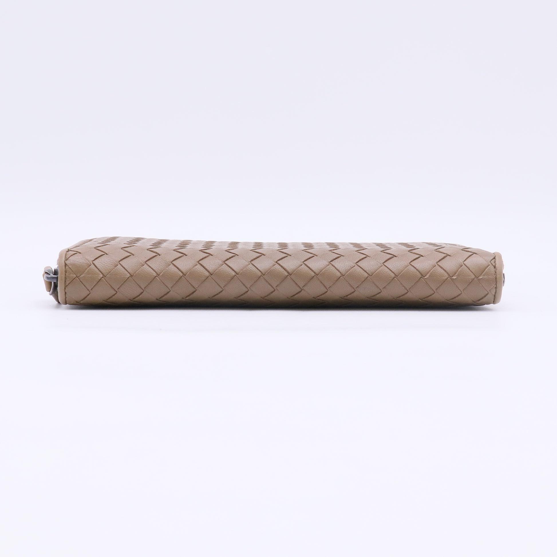 Bottega Veneta Beige Intrecciato Leather Zip Around Wallet W22674