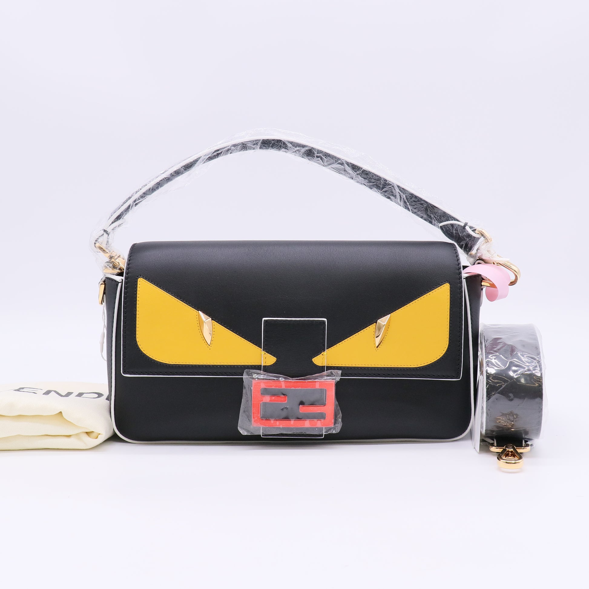 Fendi Vitello Dolce Elite Monster Eyes Bi-Color Baguette twins LDJ5713