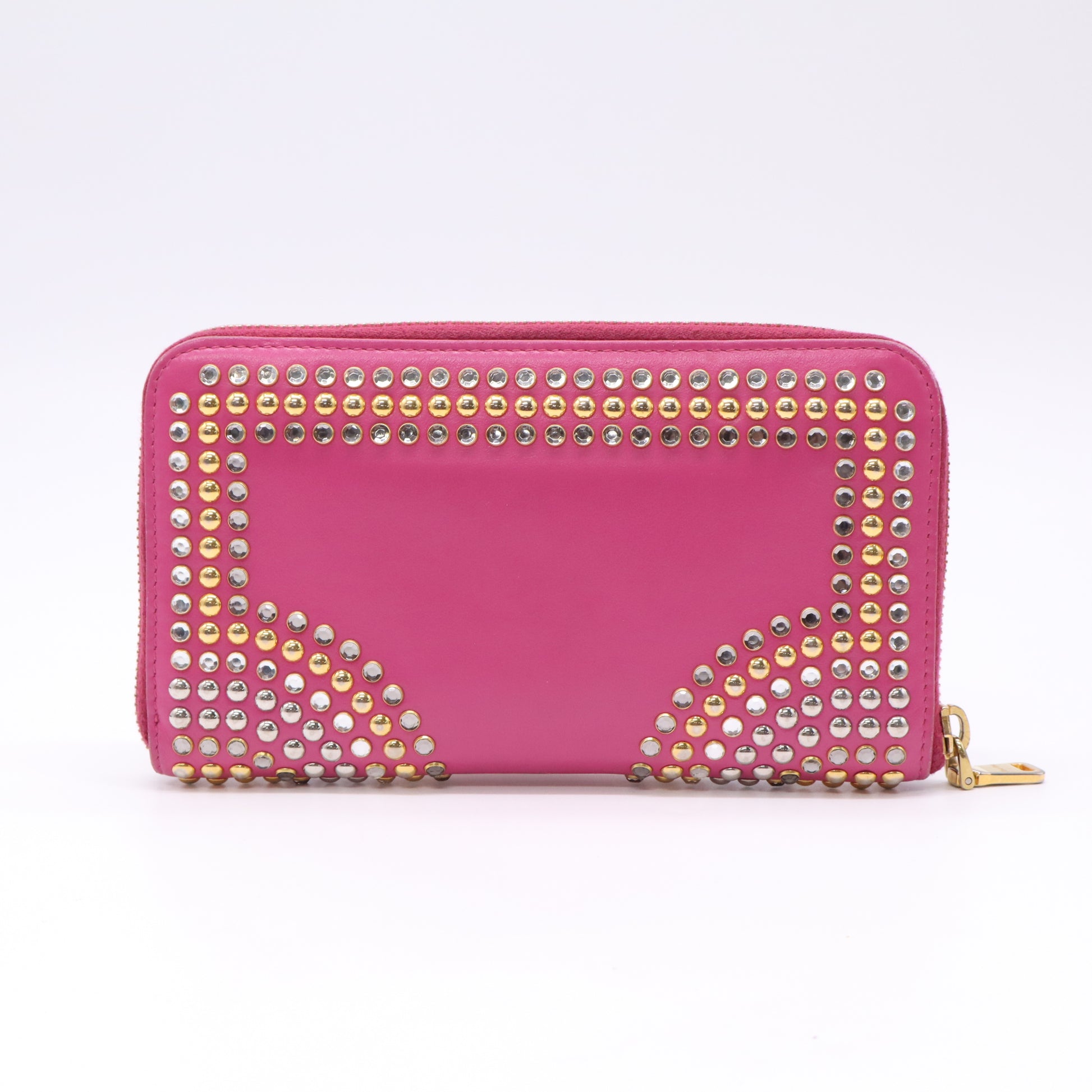 Miu Miu Vitello Crystal Studded Zip Around Wallet W22769