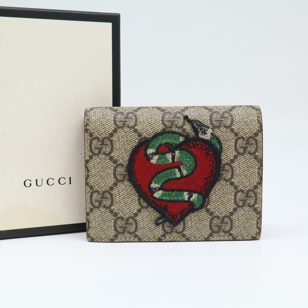 Gucci GG Supreme Snake Heart Embroidered Card Case W21878