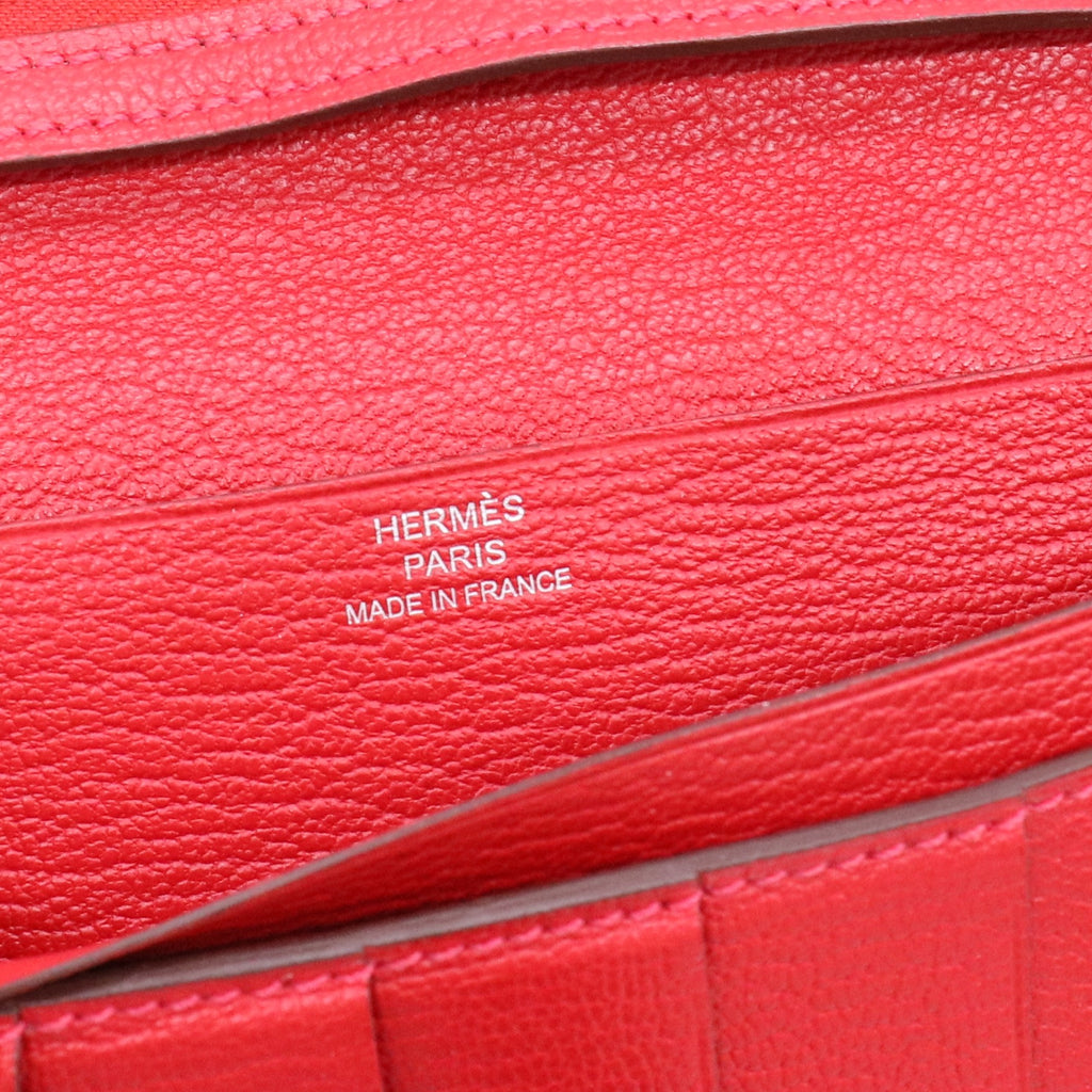 Hermes Bi-Color Rose Lipstick/Rouge Casaque Chevre Mysore Leather Bearn Wallet