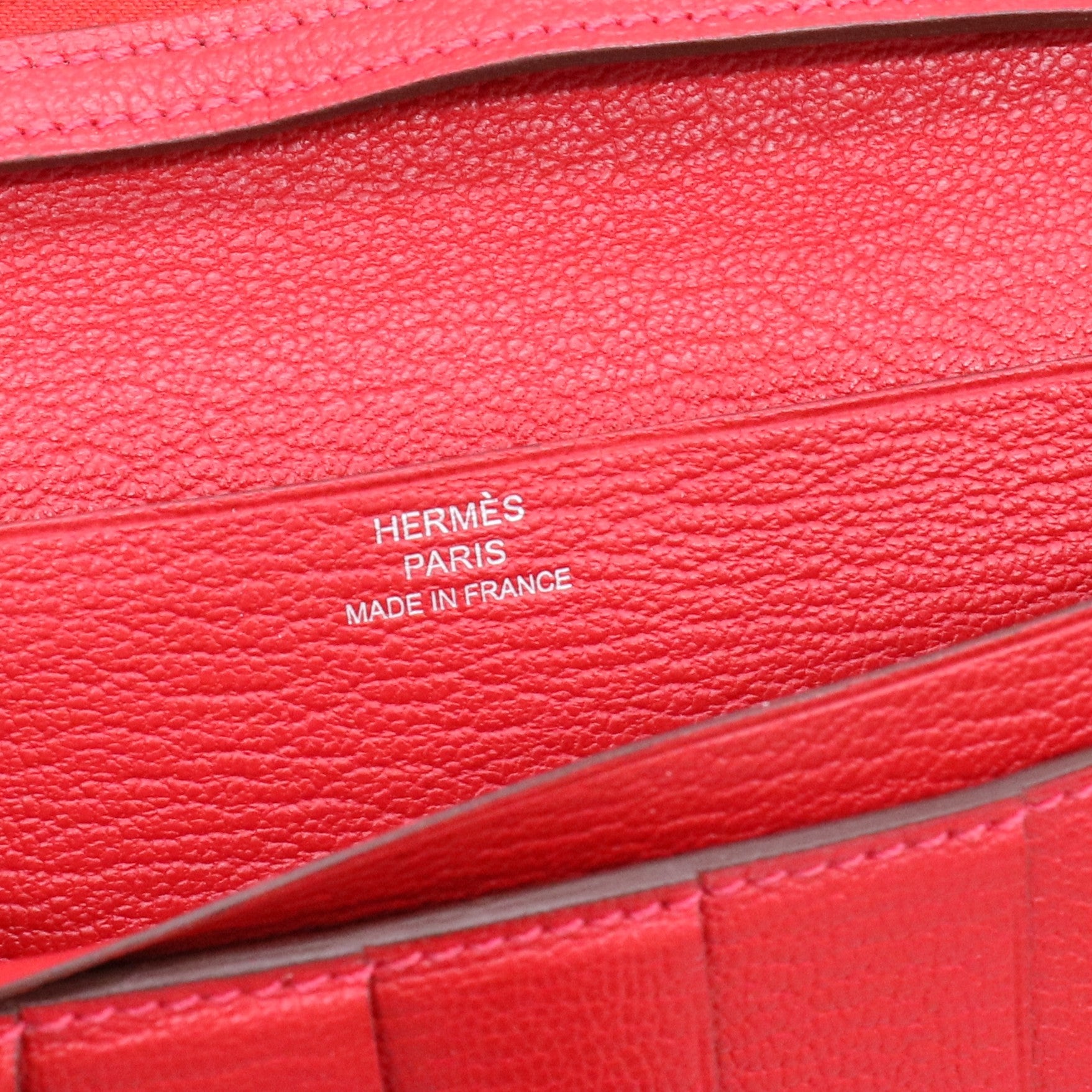 Hermes Bi-Color Rose Lipstick/Rouge Casaque Chevre Mysore Leather Bearn Wallet