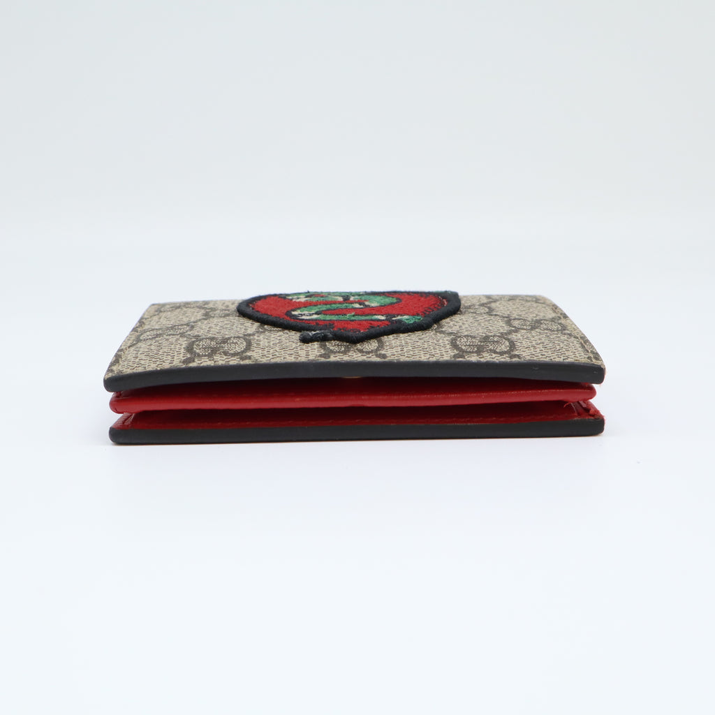 Gucci GG Supreme Snake Heart Embroidered Card Case W21878