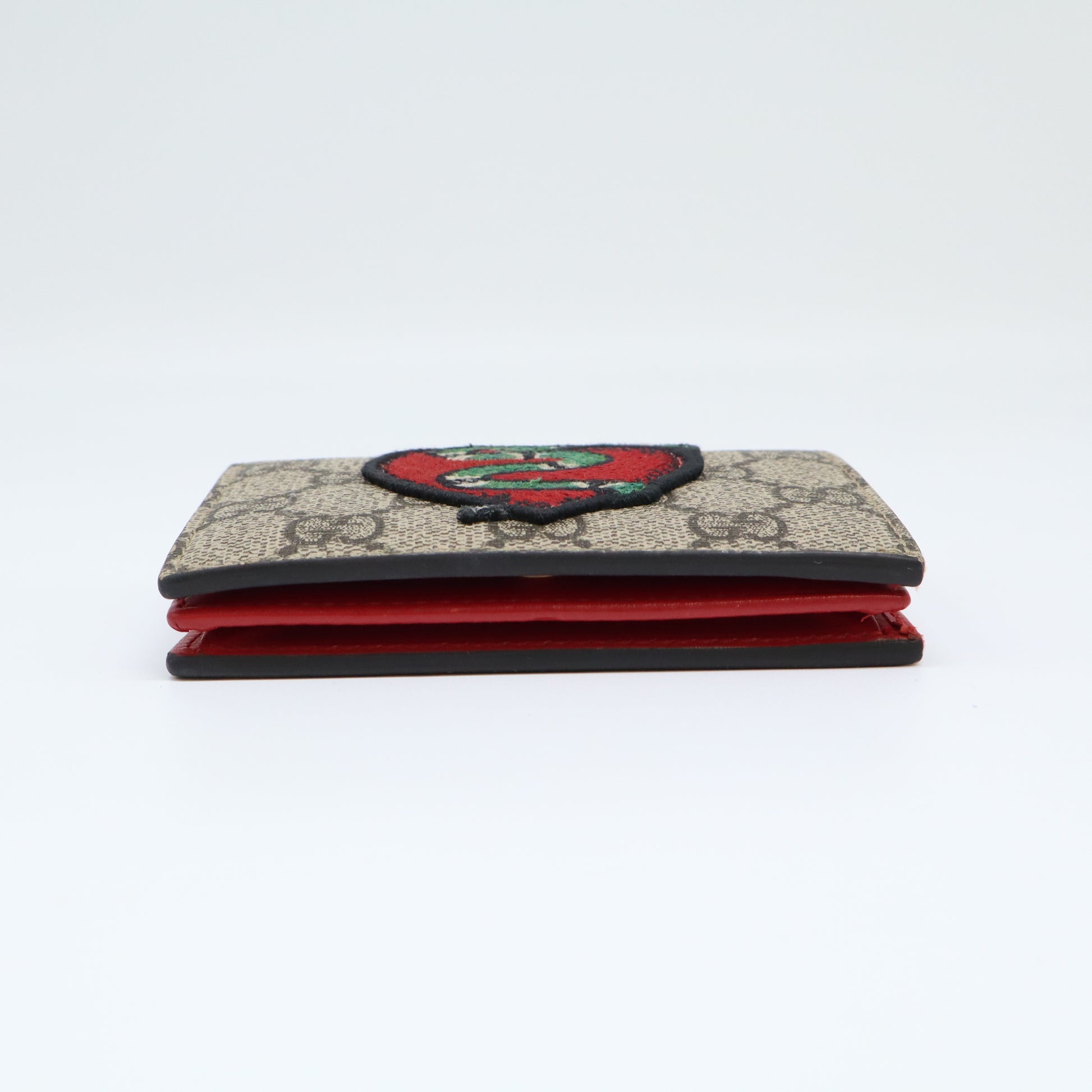 Gucci GG Supreme Snake Heart Embroidered Card Case W21878