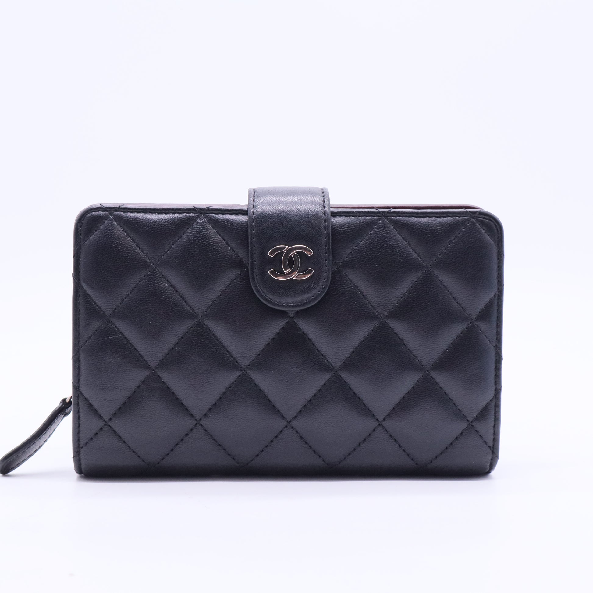 Black Lambskin L-Zip Wallet