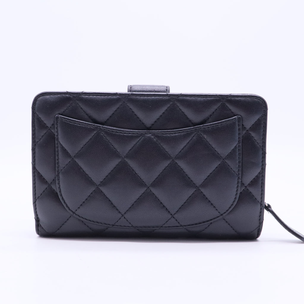 Black Lambskin L-Zip Wallet