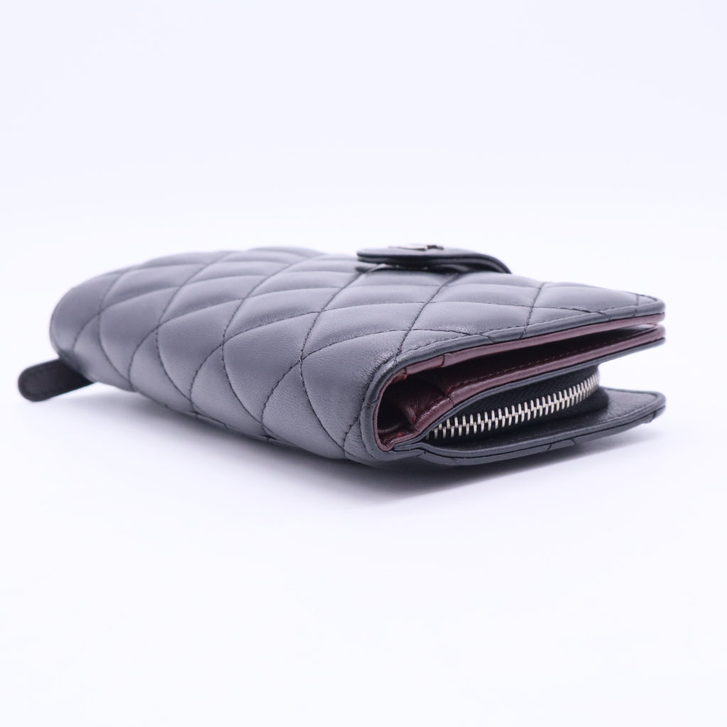 Black Lambskin L-Zip Wallet