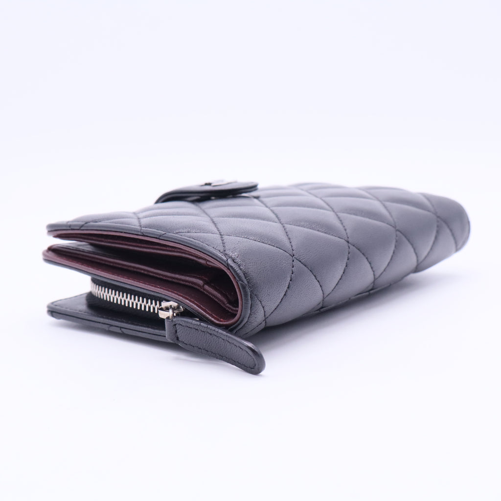 Black Lambskin L-Zip Wallet
