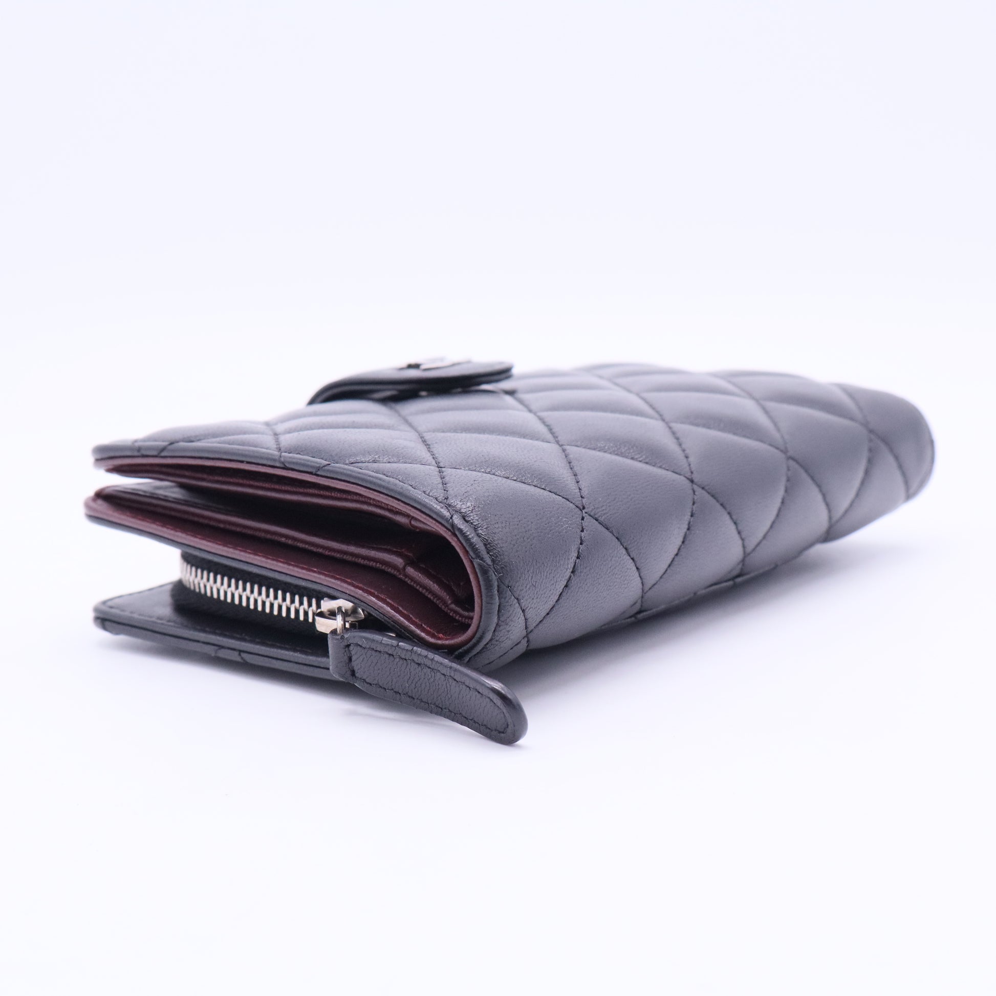 Black Lambskin L-Zip Wallet