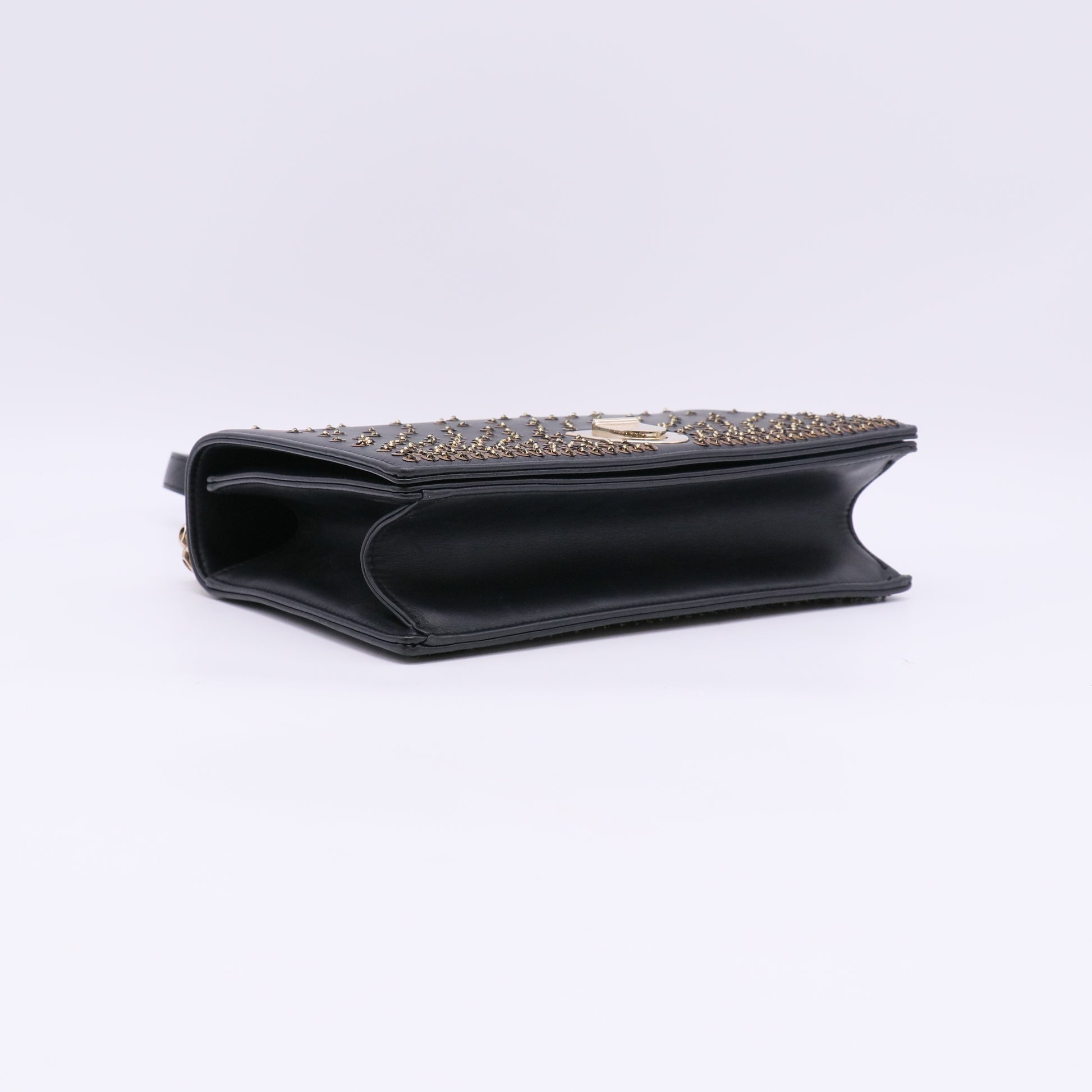 Medium Diorama Bag Black Lambskin Gold Studded twins LDJ5720