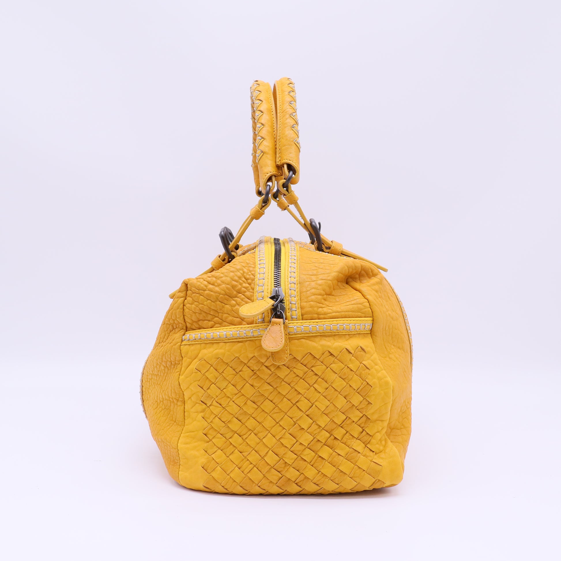 Bottega Veneta Pebbled Lambskin Top Handle Satchel B22668
